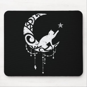 Crescent Moon Cat Star Mystical Celestial Women Gi Mouse Mat