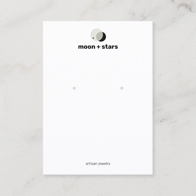 Crescent Moon Earring Jewellery Display Holder Business Card (Front)