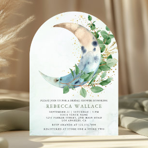 Crescent Moon Eucalyptus Arch Bridal Shower Invitation