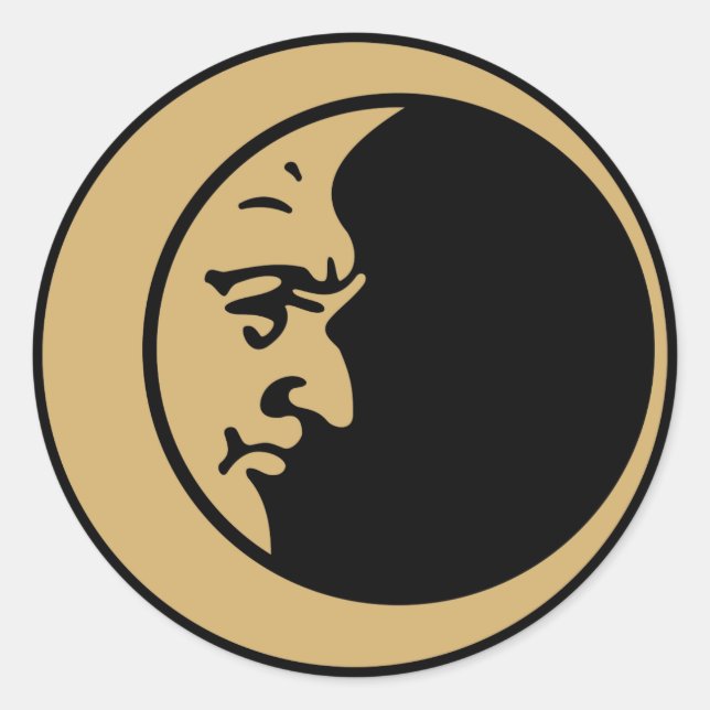 Crescent Moon Face Classic Round Sticker (Front)