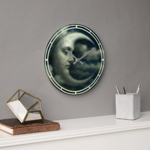 Crescent Moon Face Large Clock