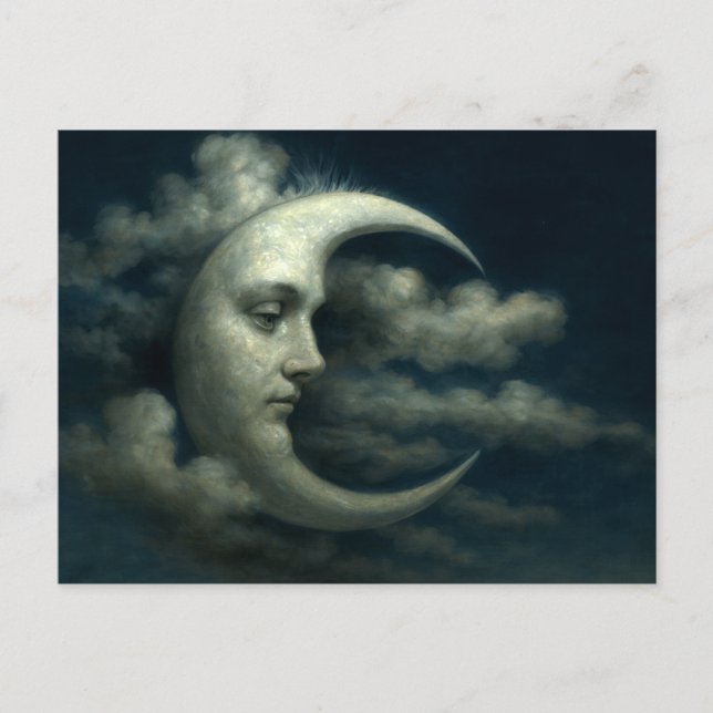 Crescent Moon Face Postcard (Front)