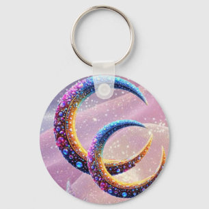 Crescent Moon Fantasy Art personalised key chain
