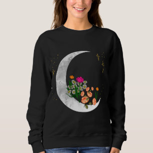 Crescent Moon Flowers Lunar Garden Space Girls Wom Sweatshirt