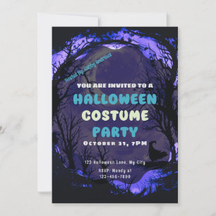 Crescent Moon Forest Witch Creepy  Halloween Invitation