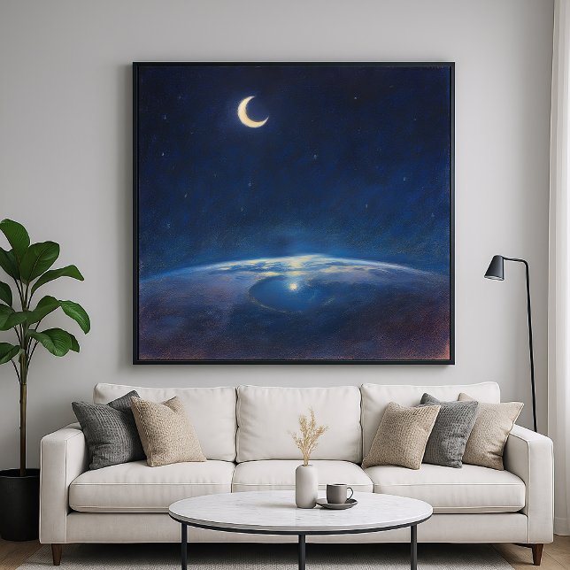 Crescent Moon from Space - Pastel Painting Style Poster (Creator Uploaded)