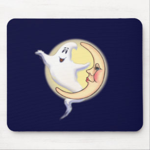 CRESCENT MOON & GHOST by SHARON SHARPE Mouse Mat