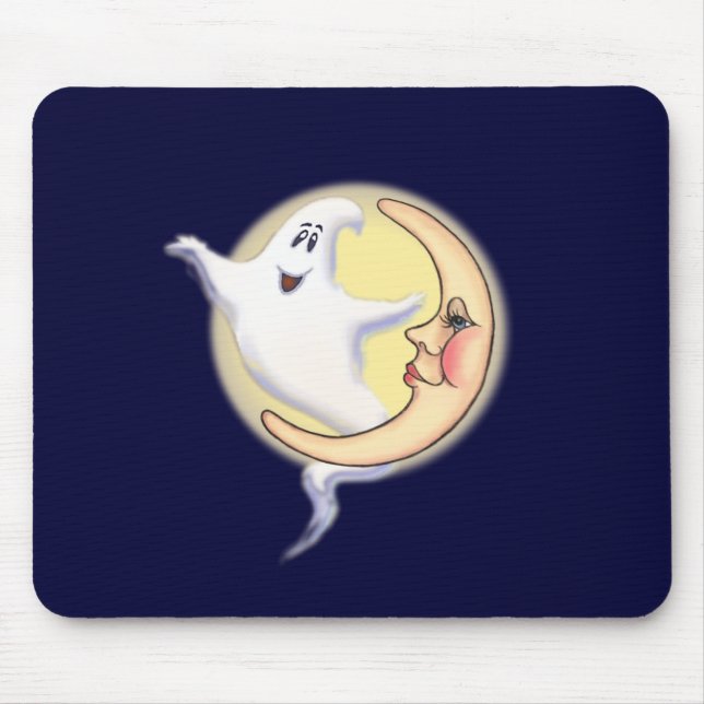 CRESCENT MOON & GHOST by SHARON SHARPE Mouse Mat (Front)