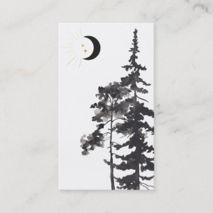 *~*  Crescent Moon Gold Moon Beams Trees Stars Business Card