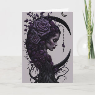 Crescent Moon Gothic Halloween Holiday Card