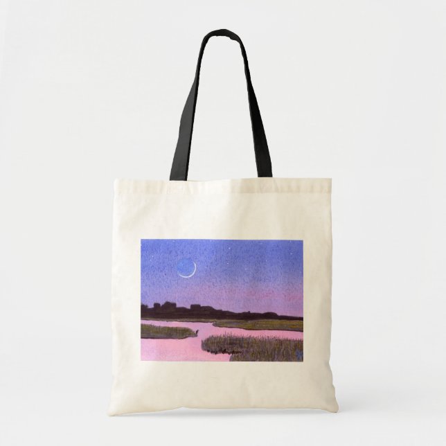 Crescent Moon & Heron Tote Bag (Front)