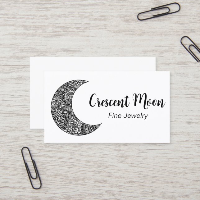 Crescent Moon Jewellery Maker Business Card (Front/Back In Situ)
