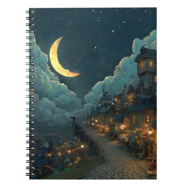 Crescent Moon Lantern Village Notebook (Front)