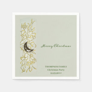 Crescent Moon Mistletoe Festive Christmas Dinner Napkin