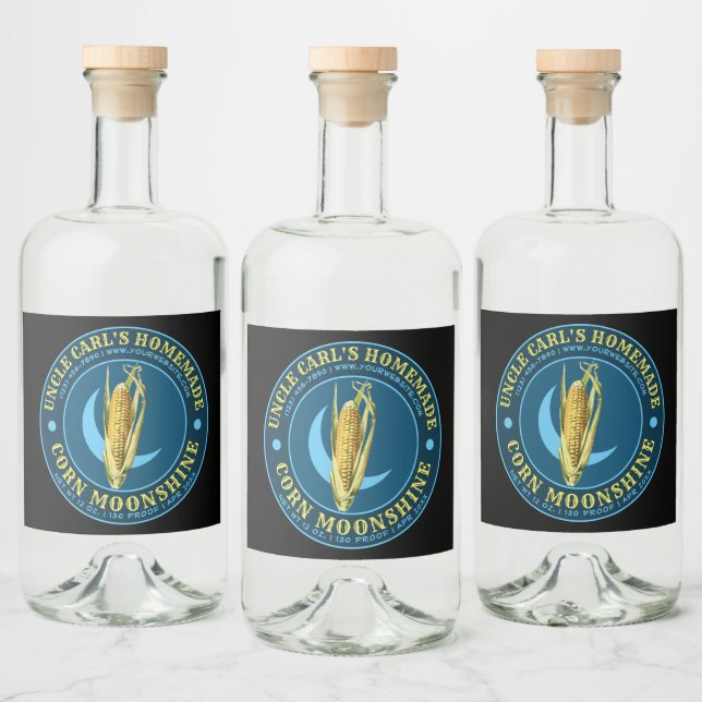Crescent Moon Moonshine Label Template (Bottles)