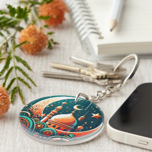 Crescent Moon Mosque Key Ring