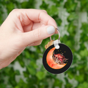Crescent Moon Mushroom Cottagecore Fungi Mycology Key Ring