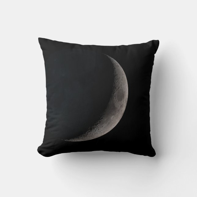 Crescent moon NASA photo black white throw pillow (Front)