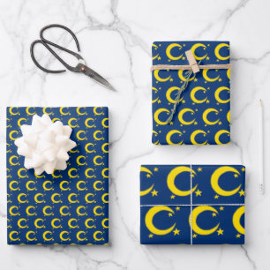 Crescent Moon Night Sky Stars Evening Astronomy Wrapping Paper Sheet