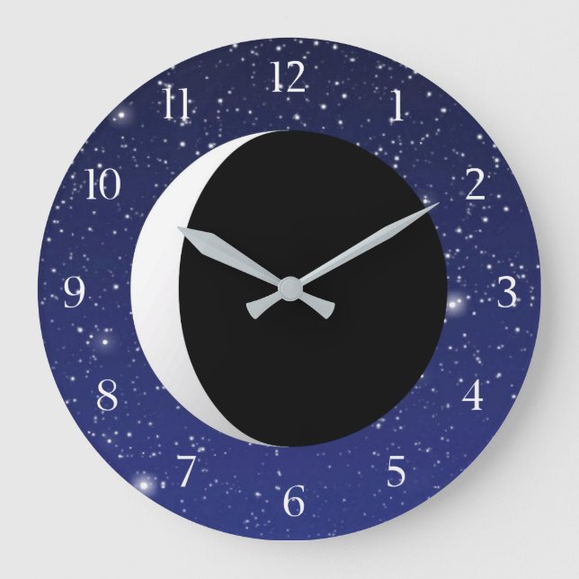 Crescent Moon on a Starry Background Large Clock (Front)