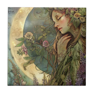 Crescent Moon Ostara Ceramic Tile