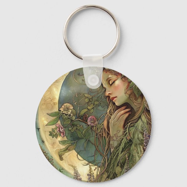 Crescent Moon Ostara Keychain (Front)