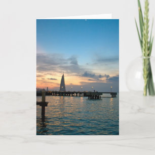 Crescent-Moon-Over-Key-West-Dock Thank You Card