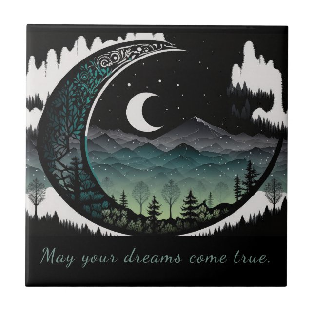 Crescent Moon over Mountains Tile (Front)