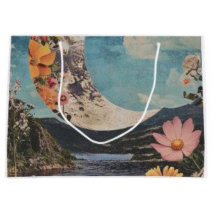 Crescent Moon Over Serene Landscape Large Gift Bag