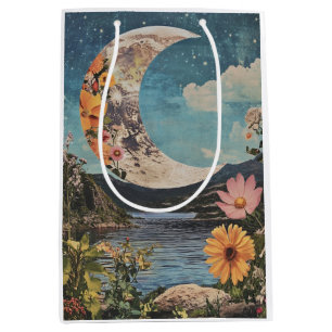 Crescent Moon Over Serene Landscape Medium Gift Bag