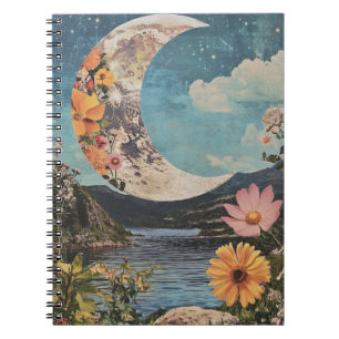 Crescent Moon Over Serene Landscape Notebook