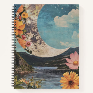 Crescent Moon Over Serene Landscape Notebook