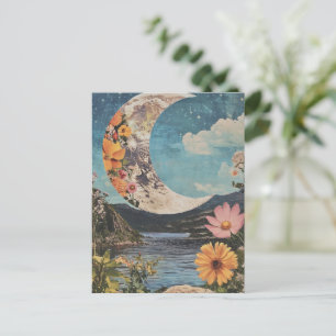 Crescent Moon Over Serene Landscape Postcard