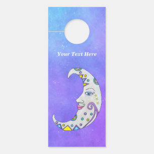 Crescent Moon Pretty Face Decorated With Colours Door Hanger