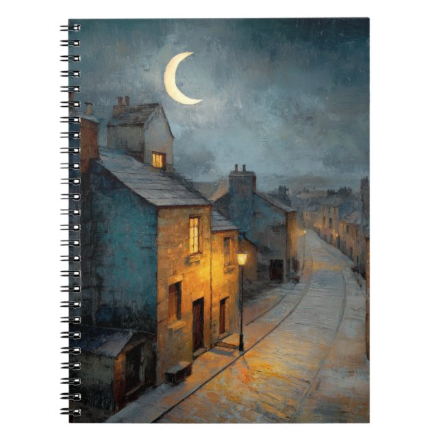 Crescent Moon Quiet Street Notebook (Front)