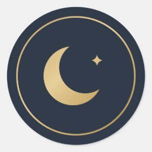 Crescent Moon Ramadan Eid Navy Gold Sticker