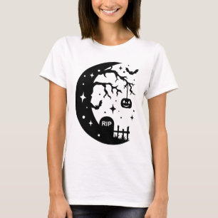 Crescent Moon RIP Bat Pumpkin Halloween Mug T-Shirt
