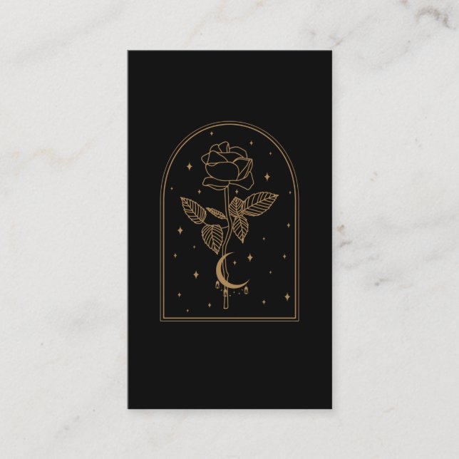 Crescent Moon Rose Occult Witchcraft Wicca Business Card (Front)