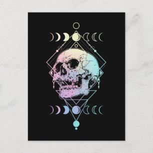 Crescent Moon Skull Occult Witchcraft Pastel Goth Postcard