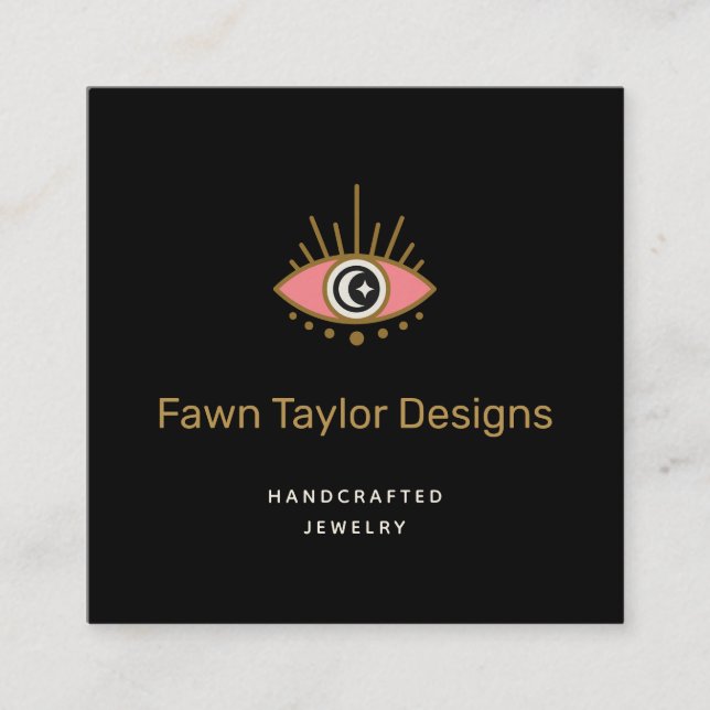 Crescent Moon Star Third Eye Logo Business Card (Front)
