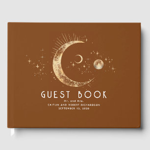 Crescent Moon Starry Night Celestial Wedding Guest Book
