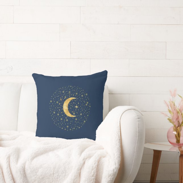 Crescent Moon Starry Night  Cushion (Couch)