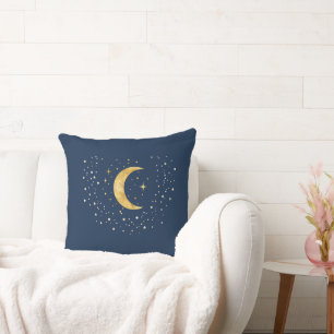 Crescent Moon Starry Night  Cushion