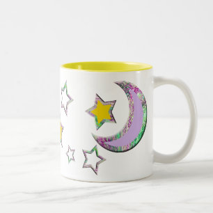 Crescent Moon & Stars #3 Two-Tone Coffee Mug