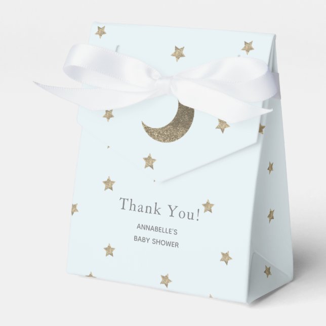 Crescent Moon & Stars Blue Baby Shower Gift Box (Front Side)
