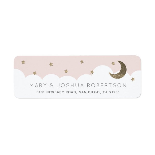 Crescent Moon & Stars Blush Pink Label (Front)