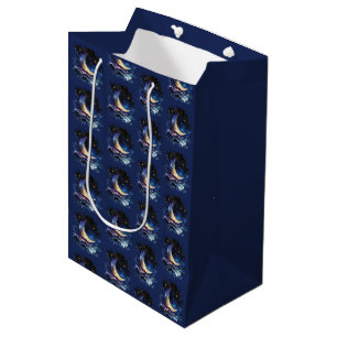 Crescent Moon Stars Celestial Blue Halloween Medium Gift Bag