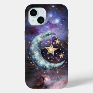 Crescent Moon Stars Galaxy Celestial Wiccan iPhone 15 Case