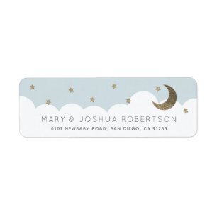 Crescent Moon & Stars Light Blue