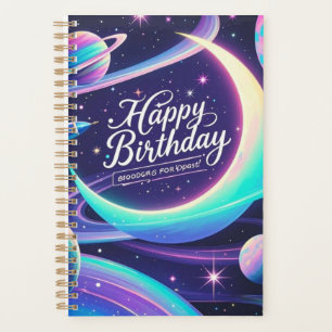 Crescent moon, stars, planets Galaxy-themed Planner